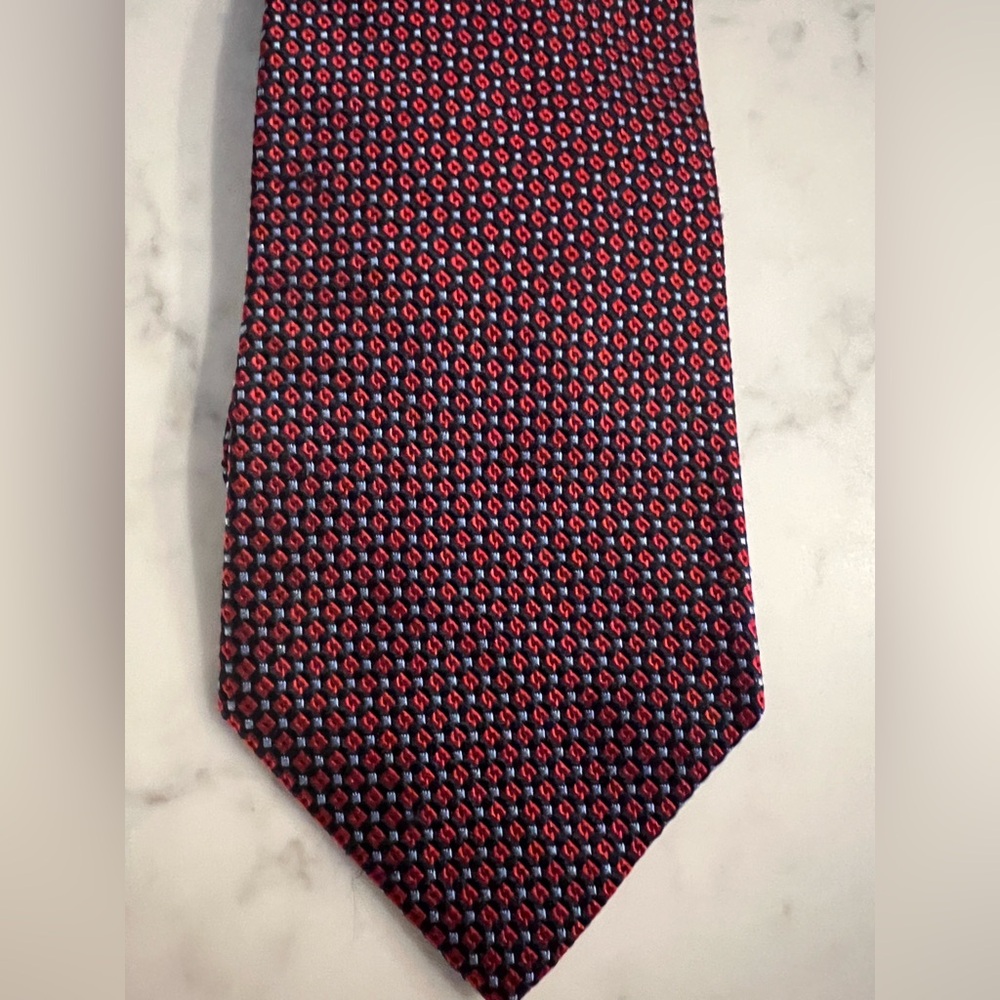 Brooks Brothers 346 Pure Silk Men’s Red Blue Black Geometric Tie Made in USA